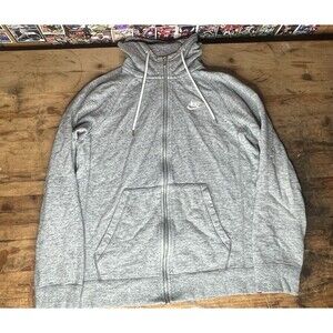 Nike Hoodie Full Zip Gray Swoosh Jacket Long Sleeve Red Tag Men’s Small